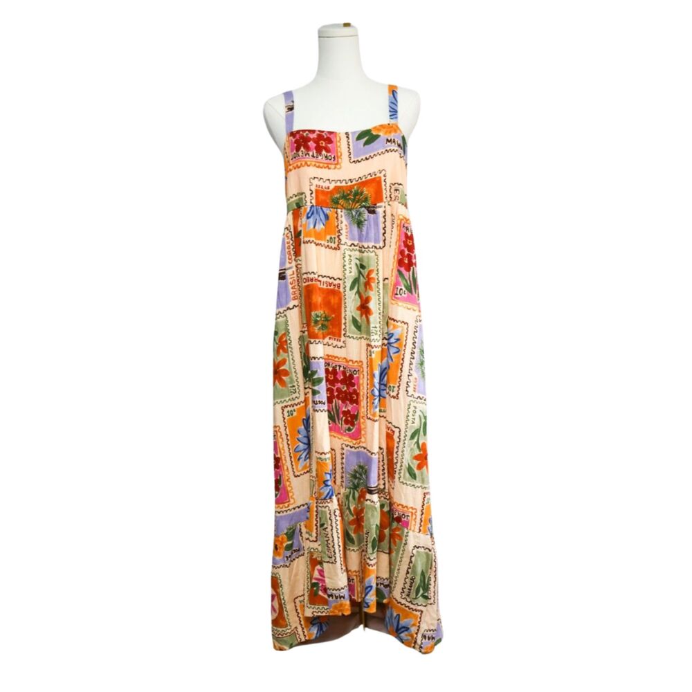 Anthro Paper Heart Floral Postcard Maxi Dress Medium